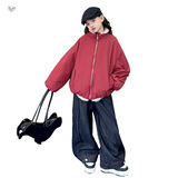 女童加绒加厚外套2025年冬季新款中大童双面穿立领棉服保暖夹克衫，童装外套，祺儿童装