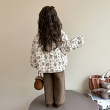 女小童冬季夹棉外套2025新款棉衣女花边秋冬碎花棉服儿童上衣，童装外套，祺妙童装