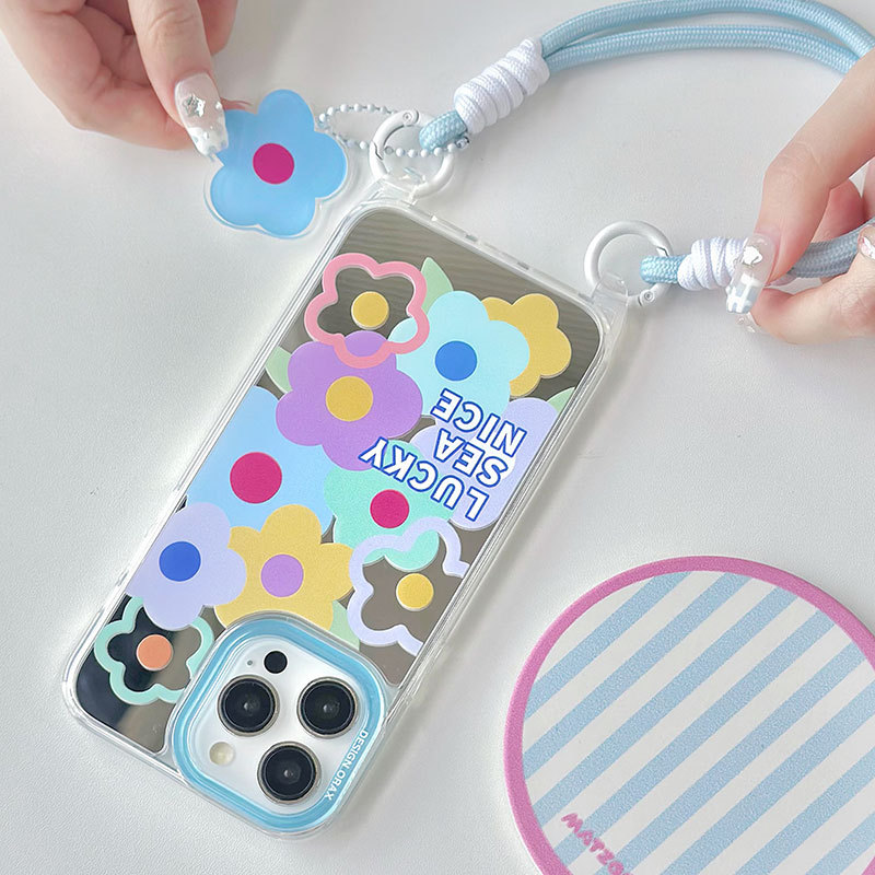 手提挂绳便携补妆苹果日韩镜面