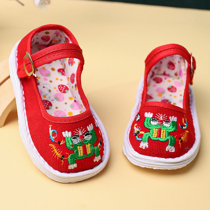 绣花婴儿手工传统千层底防滑布鞋儿童男女宝宝抓周学步周岁虎头鞋