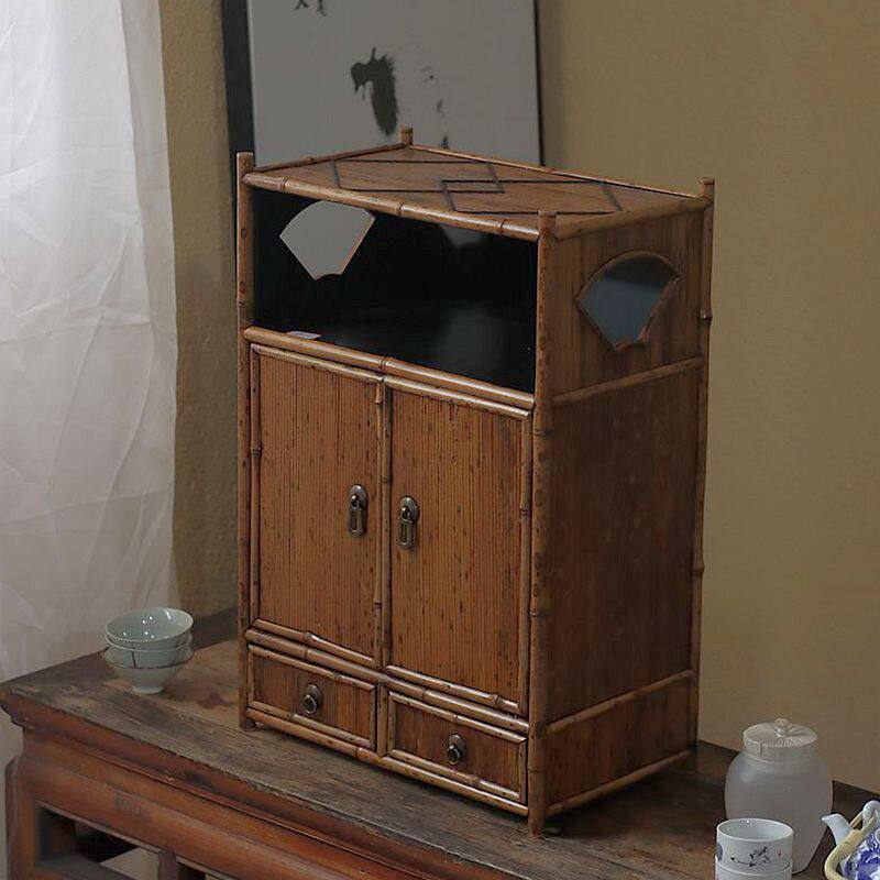 梅鹿竹茶具柜 手工匠人制茶棚 茶杯防尘箱功夫茶具茶道周边竹配件