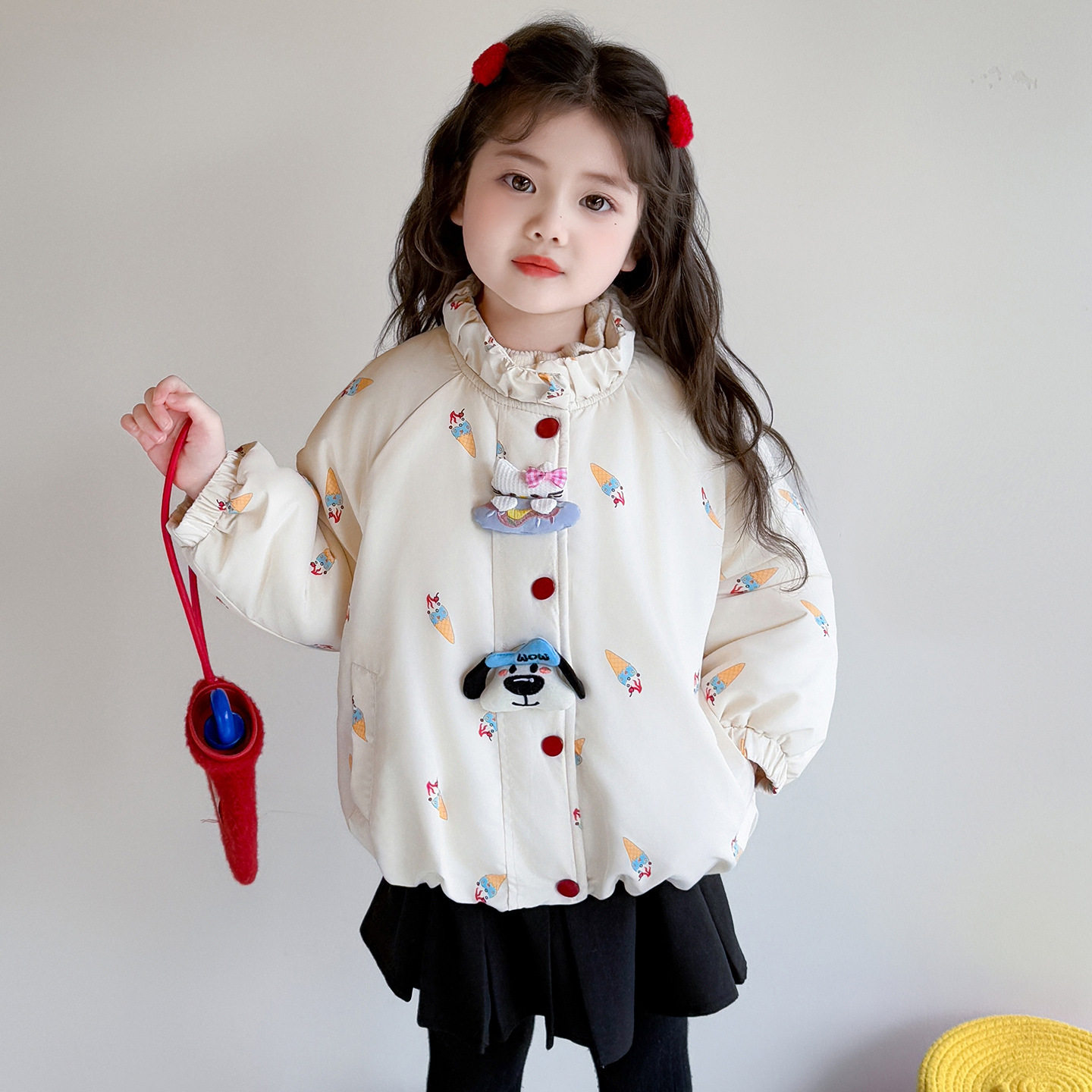 女童卡通加厚棉服冬季2025新款女洋气保暖冬装儿童超好看棉衣P77，童装棉衣，祺妙童装