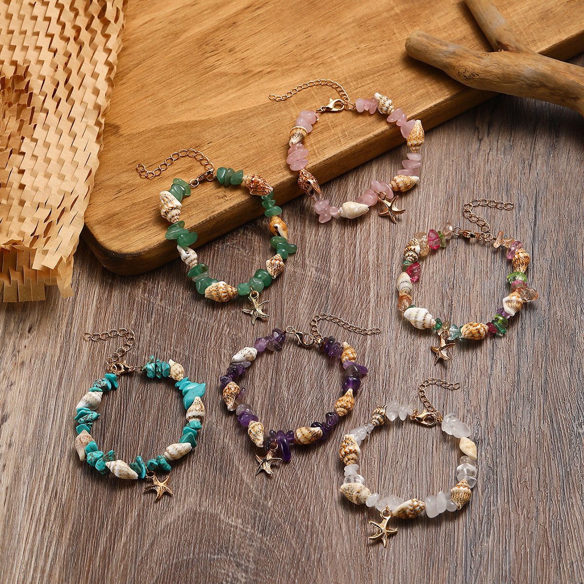 外贸流行饰品海螺米珠绿松石手链 沙滩海星吊坠贝壳水晶珠手环,饰品/流行首饰/时尚饰品新,手链,淘宝优惠券,粉丝福利购,淘宝优惠卷
