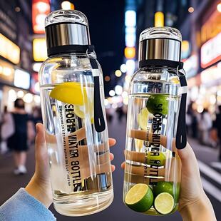 茶水分离杯玻璃杯士水杯大顿顿杯新款手提水杯1000泡茶杯大容量