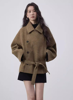 THERSTUDIO ROW 秋冬短款大衣秋冬领系裹感复古羊毛翻领短外套