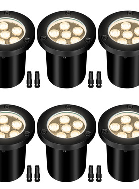 黑色埋地灯面6w6x1w正白暖白自然白灌胶IP68庭院射灯地埋灯广场灯