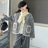 女童加厚外套2025年秋冬新款中大童花朵刺绣开衫休闲毛线围脖上衣，童装外套，祺儿童装