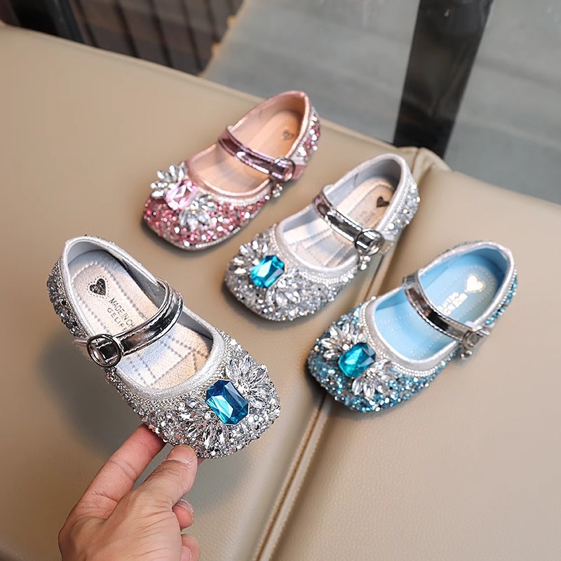 女童艾莎公主鞋钻时尚女孩水晶鞋