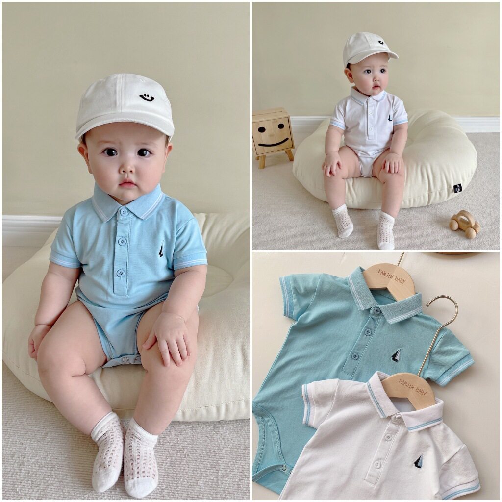婴儿polo爬服翻领春夏