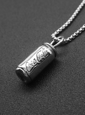 嘻哈配饰项链钛钢男女吊坠可乐