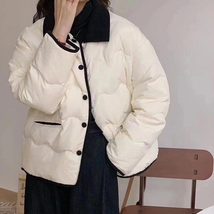 白鸭绒羽绒服女秋冬2026小个子立领短款轻薄百搭面包服棉袄外套潮