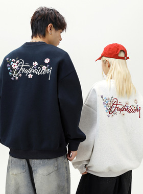 JAY'S STORE重磅质感圆领卫衣情侣秋季款撞色刺绣潮牌宽松套头衫