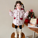 女童卡通兔耳朵连帽棉服2025新款加厚保暖洋气可爱冬装棉袄外套，童装棉衣，祺妙童装