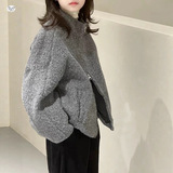 女童毛毛衣外套2025年秋冬新款中大童韩系夹克衫冬装外出立领上衣，童装外套，祺儿童装