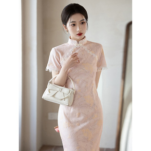粉色碎花旗袍女新中式夏季2026新款日常可穿国风绝美改良版连衣裙