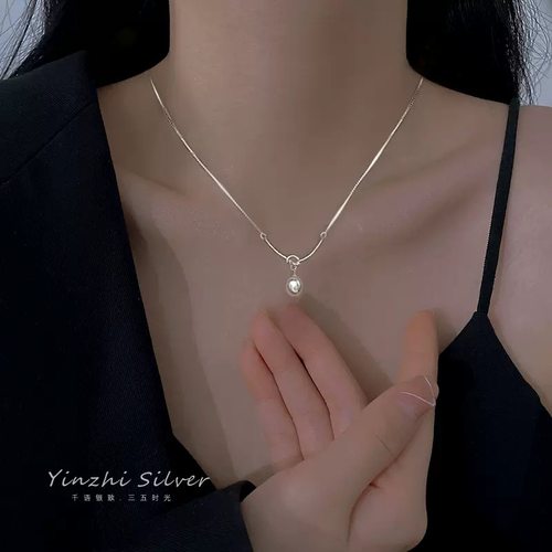 轻奢小众珍珠项链纯银女