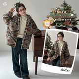 女童2025年秋冬新款费尔岛复古外套女大童户外加绒加厚保暖毛毛衣，童装外套，祺儿童装