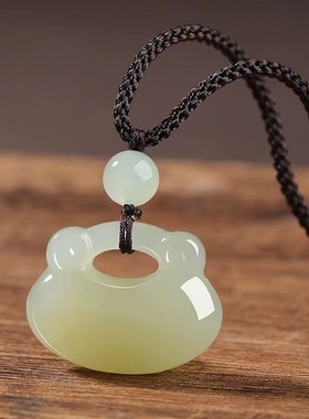 晴水天然和田玉如意手工编制天然