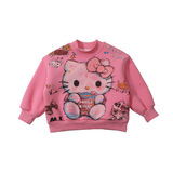 女童卡通印花加绒卫衣秋冬季2025新款儿童韩版休闲保暖冬装打底衫，童装卫衣/绒衫，祺妙童装