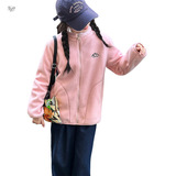 女童加绒加厚外套2025年秋冬新款中大童休闲拼接校服神器保暖上衣，童装外套，祺儿童装