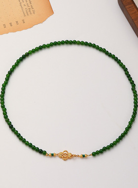 相宜。原创新中式轻奢天然石串珠爱心项链百搭简约气质复古锁骨链