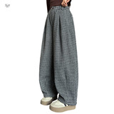 女童弯刀裤加绒加厚2025新款休闲千鸟格阔腿裤中大童休闲卫裤长裤，童装裤子，祺儿童装