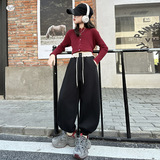 女童2025秋冬新款腰口撞色束脚加绒卫裤女大童户外运动保暖束脚裤，童装裤子，祺儿童装