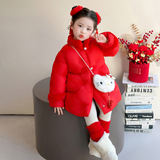 女童棉服冬季2025新款儿童洋气女加绒加厚拜年服冬装棉衣外套P116，童装棉衣，祺妙童装