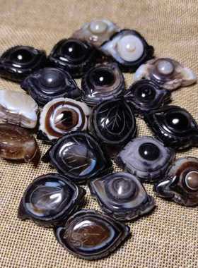 西藏民族风叶状一叶成名天然缠丝天眼天珠项链吊坠挂件玛瑙配饰