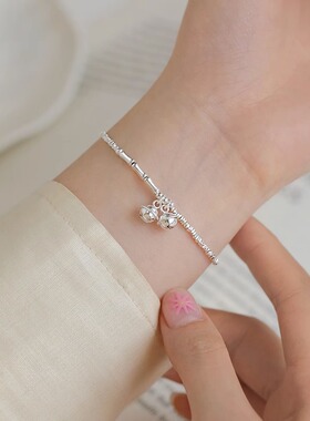 S925银几何碎银竹节手链女款