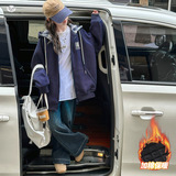 女童卫衣外套秋冬加绒2025新款格子拼接连帽衫中大童刺绣外出上衣，童装外套，祺儿童装