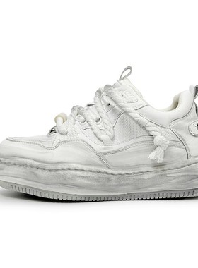 溶解底隐形鞋7CM 女款小众休闲板鞋原创情侣牛皮厚底面包鞋