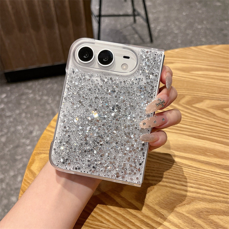 滴胶银色闪片爱心iPhoneDuo