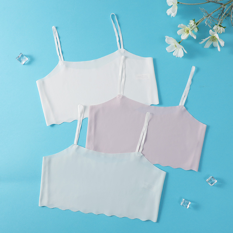 儿童冰丝内衣发育期小学生8-12岁防凸点小背心少女吊带女童文胸