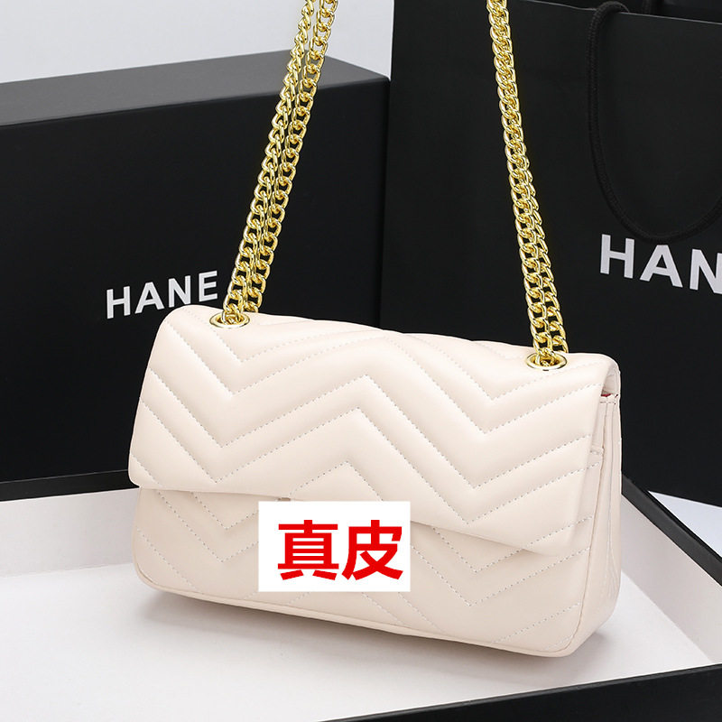 轻奢名牌女包新款时尚复古级感菱格链条包真皮肩斜挎包潮女包