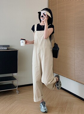 JillZoo自制少女感宽松显瘦日系可调节围裹式背带裤休闲裤DN