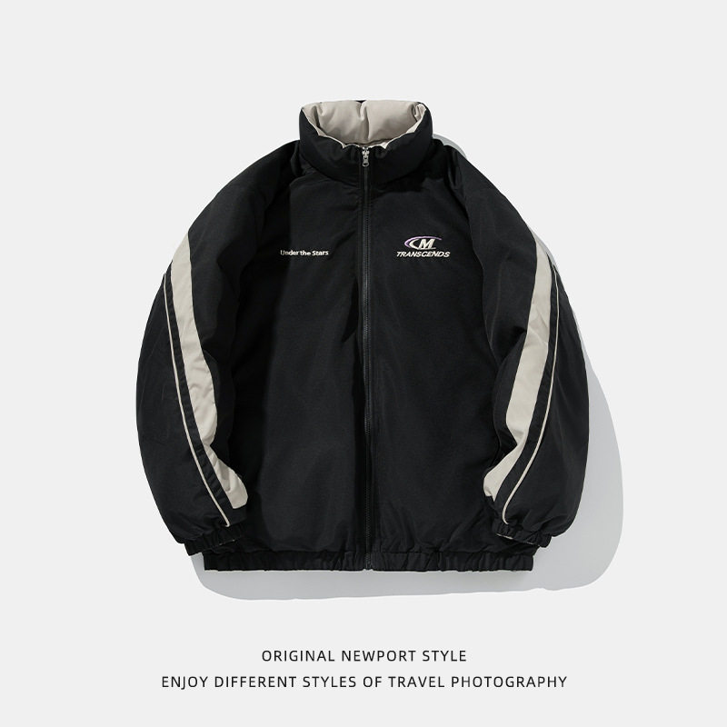 撞色设计棉服冬季款字母印花棉衣外套加厚面包服L5123-P100控168,男装棉衣,电商A362