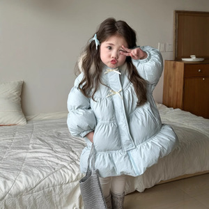 女童甜美真毛领超轻羽绒服公主