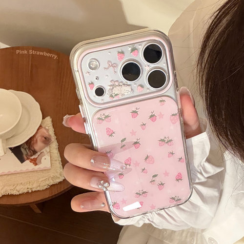 AceCase少女粉草莓可爱猫咪苹果17promax手机壳iphone16适用15透明14全包软
