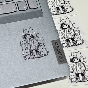 创意小猫女孩3d立体金属贴纸卡通可爱 饰贴 ins风笔记本手机防水装