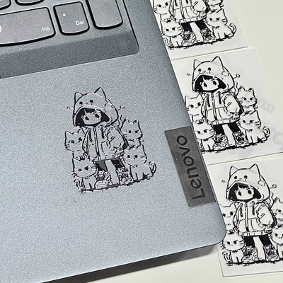 创意小猫女孩3d立体金属贴纸卡通可爱 ins风笔记本手机防水装饰贴