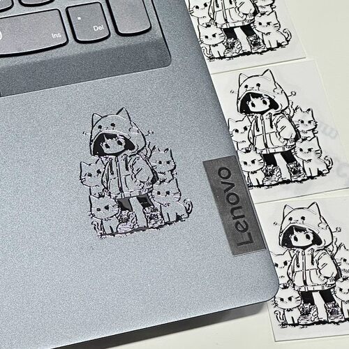 创意小猫女孩3d立体金属贴纸卡通可爱 ins风笔记本手机防水装饰贴