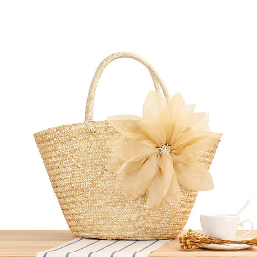 Pastoral silk large floral woven bag fashionable niche beach