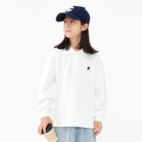 DK童装春装日系女童翻领Polo衫中大童儿童上衣生休闲长袖T恤