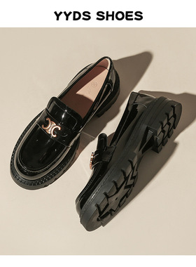 2025厚底乐福鞋女扣复古英伦风春季小皮鞋圆头粗跟百搭惠州鞋女