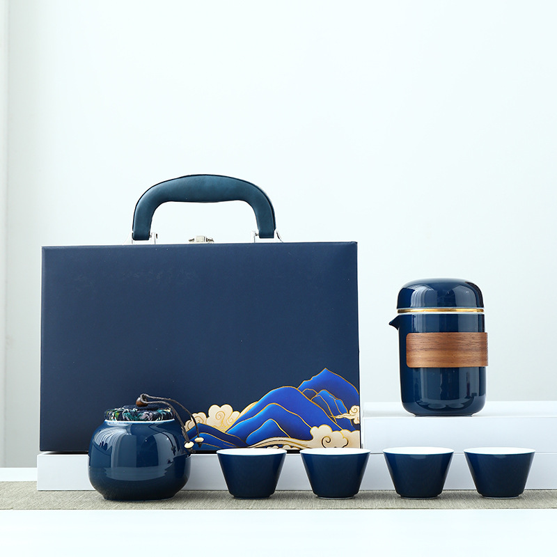 快客杯户外陶瓷便携一壶三杯功夫旅行茶具套装便携包随身泡茶