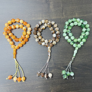 回民礼拜念珠泰斯比哈33粒仿琥珀手串手工串珠水晶手链包邮