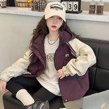 女童拼色外套2025新款女大童春秋款连帽冲锋衣儿童女秋装洋气上衣，童装外套，祺妙童装