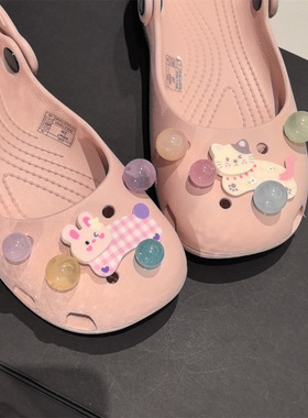 AI LIFE 芭蕾风洞洞鞋配饰鞋花糖果色鞋扣装饰适配Cross/Crocs