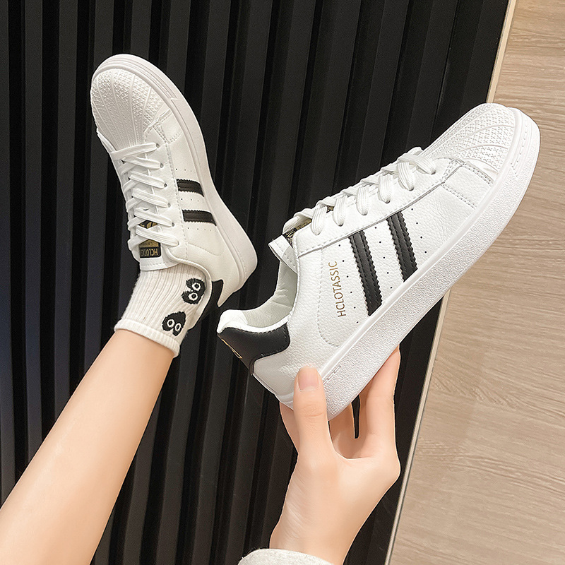 贝壳头小白鞋女2025春季新款韩版潮百搭休闲学生平底透气板鞋761